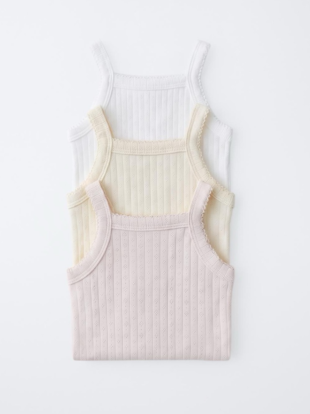 ZARA THREE-PACK OF POINTELLE STRAP
BODYSUITS